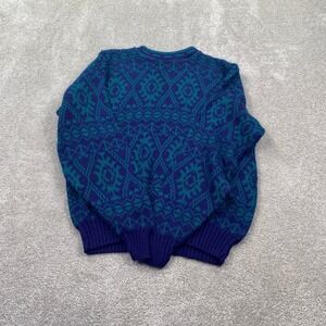 Scandia Sweater Mens XL Purple Teal Vintage Aztec Geometric Knit Crewneck USA